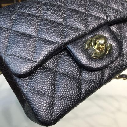 ChanelMini Flap Bag Caviar Black For Women, Women&#8217;s Bags, Shoulder And Crossbody Bags 6.7in/17cm A35200