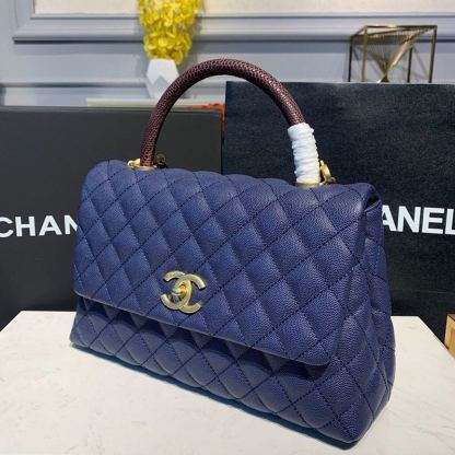 ChanelLarge Flap Bag With Top Handle Blue For Women, Women&#8217;s Handbags, Shoulder And Crossbody Bags 11in/28cm A92991