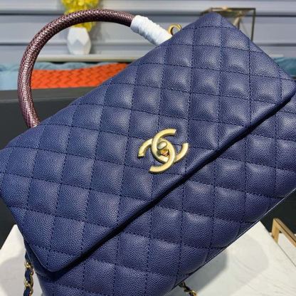 ChanelLarge Flap Bag With Top Handle Blue For Women, Women&#8217;s Handbags, Shoulder And Crossbody Bags 11in/28cm A92991