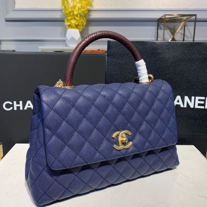 ChanelLarge Flap Bag With Top Handle Blue For Women, Women&#8217;s Handbags, Shoulder And Crossbody Bags 11in/28cm A92991