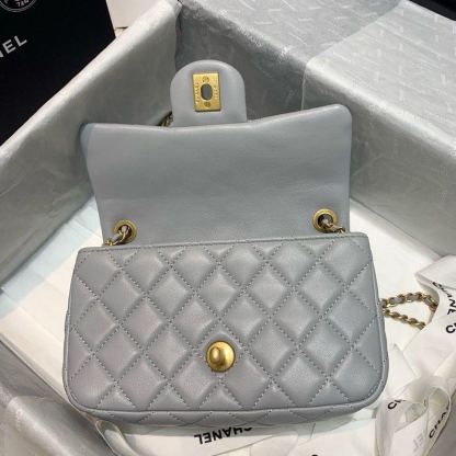 ChanelFlap Bag With ChanelBall On Strap Grey For Women, Women&#8217;s Handbags, Shoulder And Crossbody Bags 7.8in/20cm AS1787
