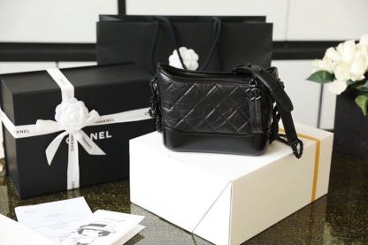 Chanel Gabrielle Hobo Bag 20cm Aged Calfskin Leather Spring/Summer Act 1 Collection, So Black