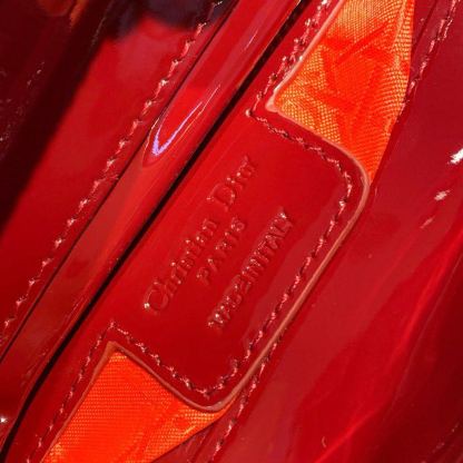 DI Medium Lady Bag Cherry Red Patent Cannage For Women 24cm/9in CD M0565OWCB_M323