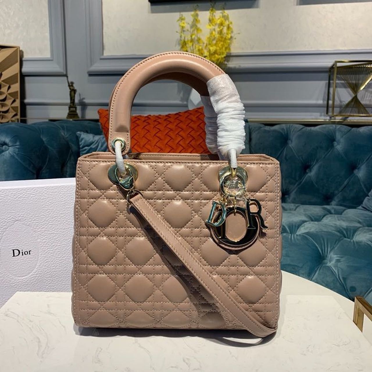 DI Medium Lady Bag Rose Des Vents For Women 9.5in/24cm CD