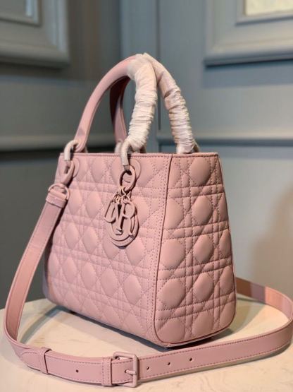 DI Medium Lady Bag Matte Hardware Powder Pink For Women 9.5in/24cm CD