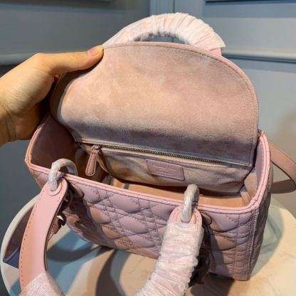 DI Medium Lady Bag Matte Hardware Powder Pink For Women 9.5in/24cm CD