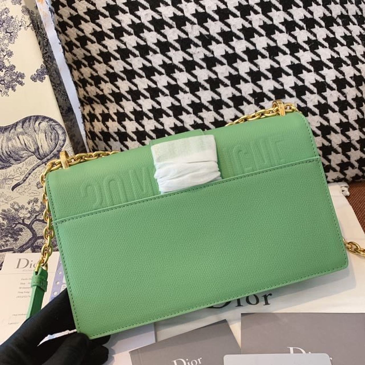 DI 30 Montaigne Chained Bag Deep Mint Green Box For Women 24cm/9in CD
