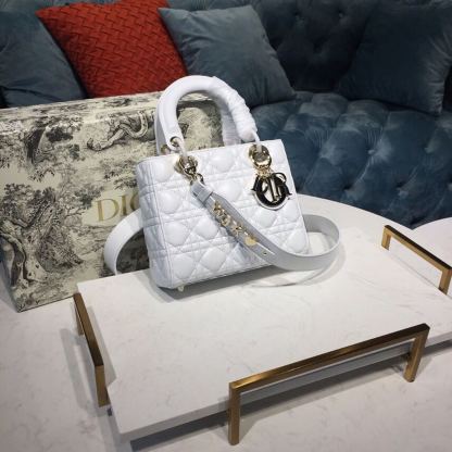 DI Small Lady My ABCBag Latte Cannage White For Women 20cm/8in CD M0538OCAL_M030
