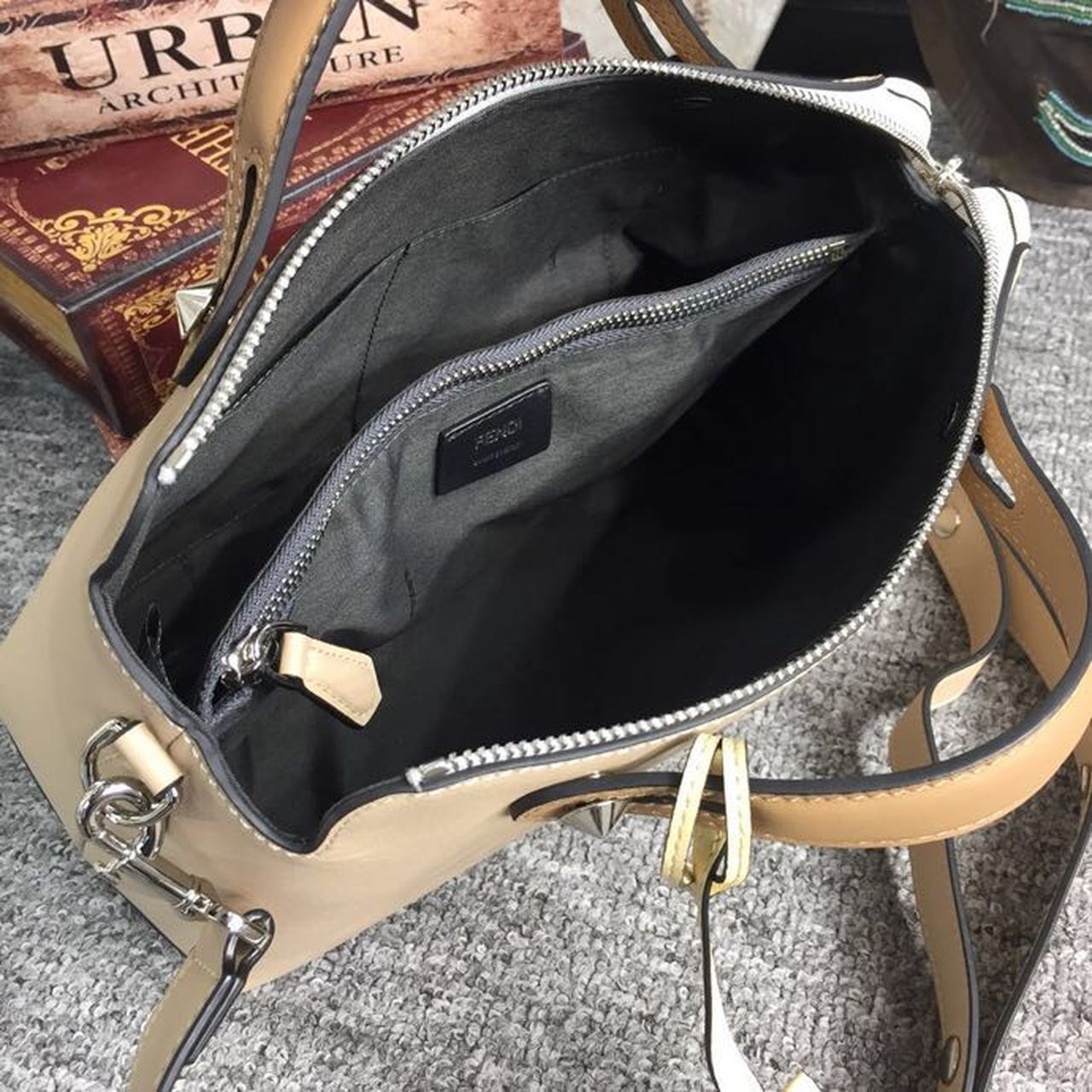 FI By The Way Medium Bag Beige For Women, Women&#8217;s Handbags, Shoulder And Crossbody Bags 10.6in/27cm FF 8BL1461