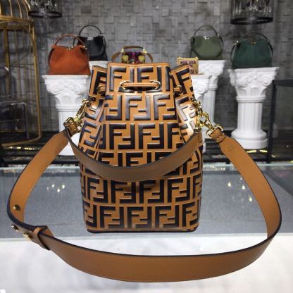 FI Mon Tresor Bucket Bag Brown For Women, Women&#8217;s Bags, Shoulder And Crossbody Bags 9in/23cm FF 8BT298