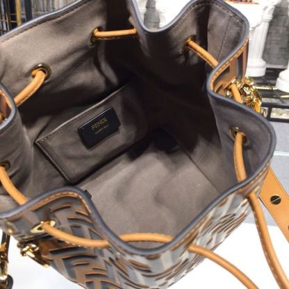 FI Mon Tresor Bucket Bag Brown For Women, Women&#8217;s Bags, Shoulder And Crossbody Bags 9in/23cm FF 8BT298