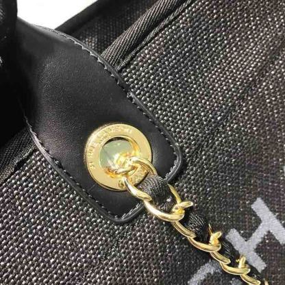 Chanel Deauville Tote Canvas Bag Black/Grey/Multi For Women 14.9in/38cm