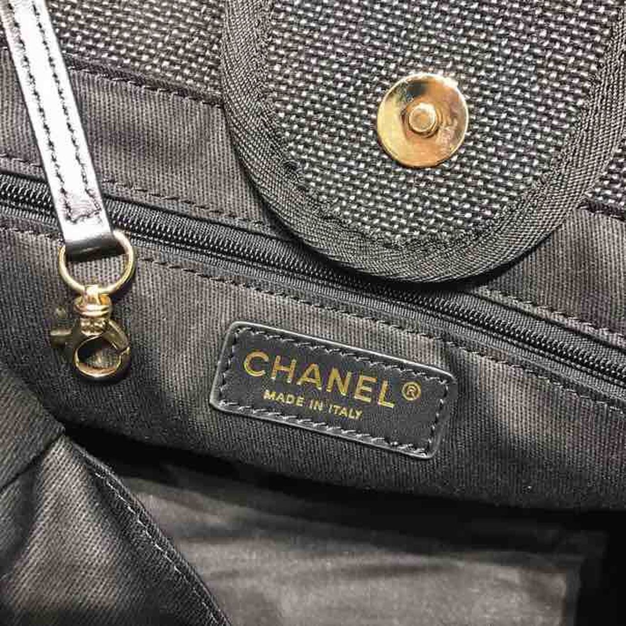 Chanel Deauville Tote Canvas Bag Black/Grey/Multi For Women 14.9in/38cm