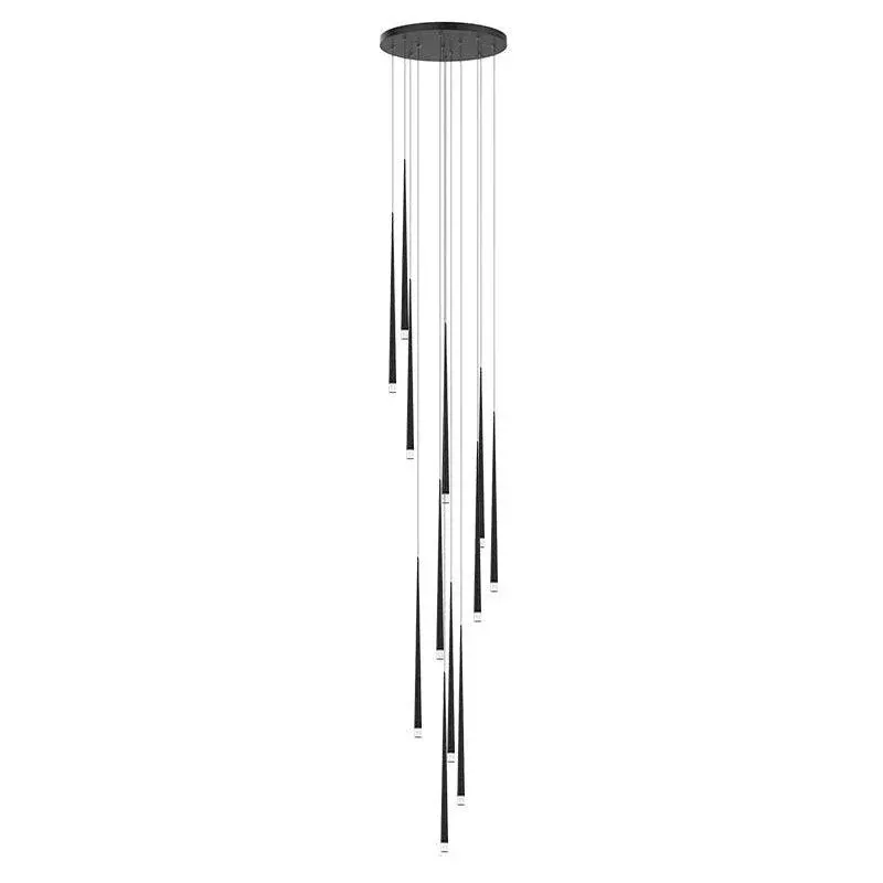 Edge Modern Slender Cone Metal Chandelier Hallway Living Room