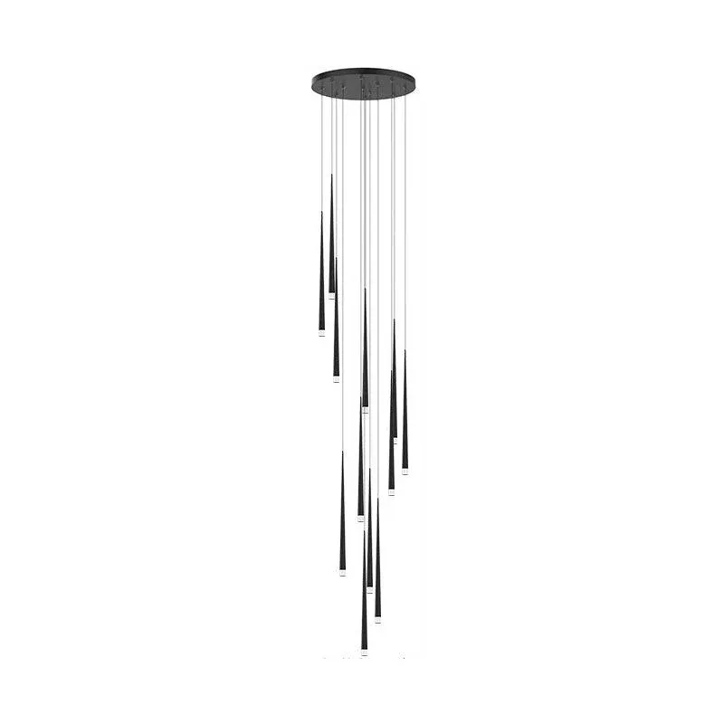 Edge Modern Slender Cone Metal Chandelier Hallway Living Room