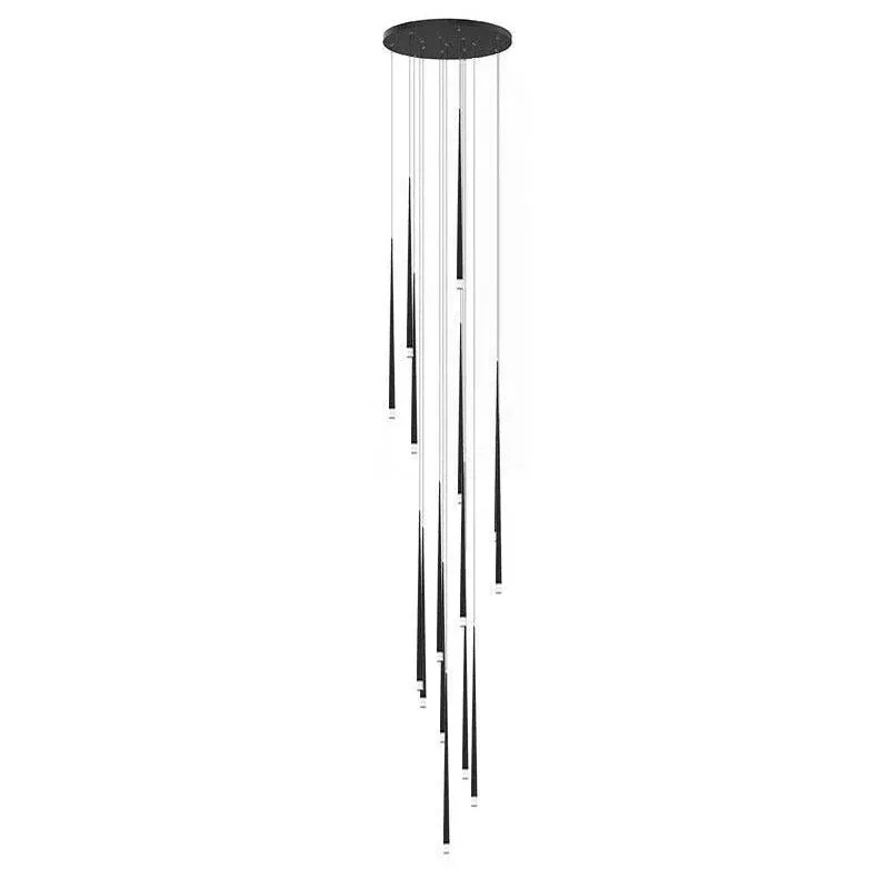 Edge Modern Slender Cone Metal Chandelier Hallway Living Room