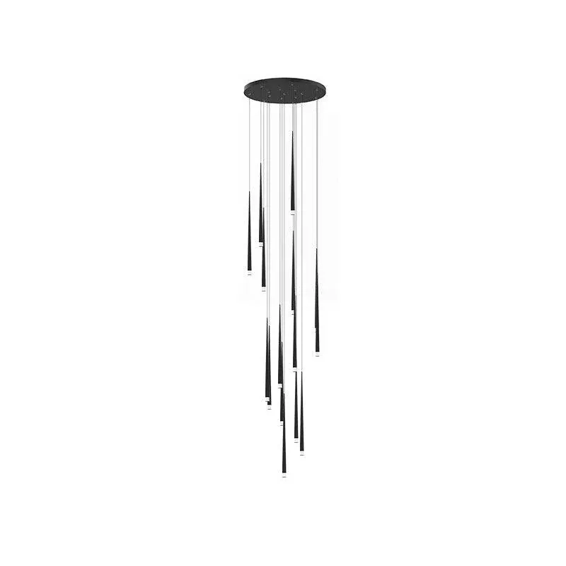 Edge Modern Slender Cone Metal Chandelier Hallway Living Room