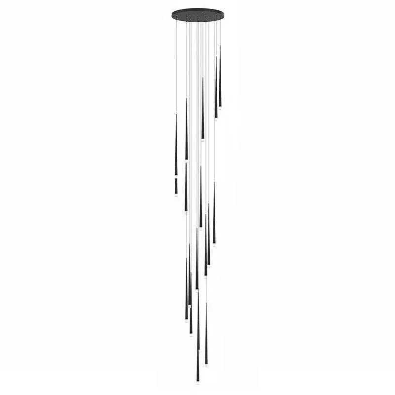 Edge Modern Slender Cone Metal Chandelier Hallway Living Room