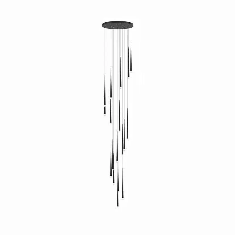 Edge Modern Slender Cone Metal Chandelier Hallway Living Room