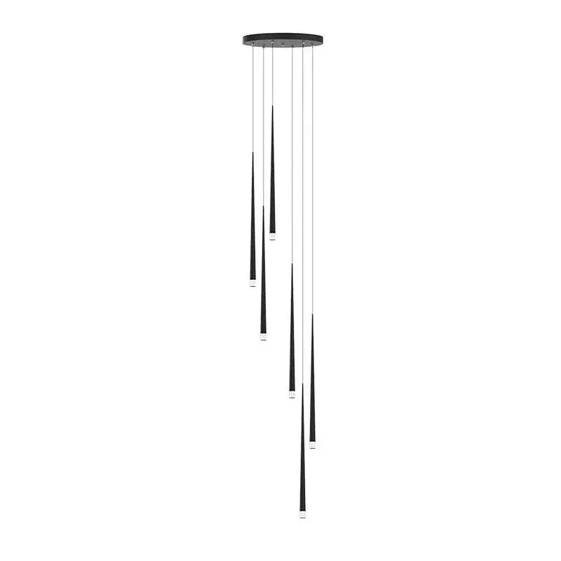 Edge Modern Slender Cone Metal Chandelier Hallway Living Room