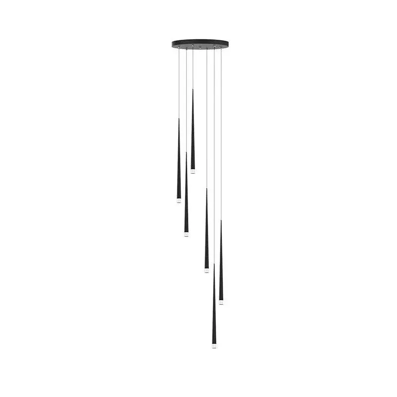 Edge Modern Slender Cone Metal Chandelier Hallway Living Room