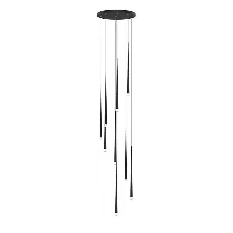 Edge Modern Slender Cone Metal Chandelier Hallway Living Room