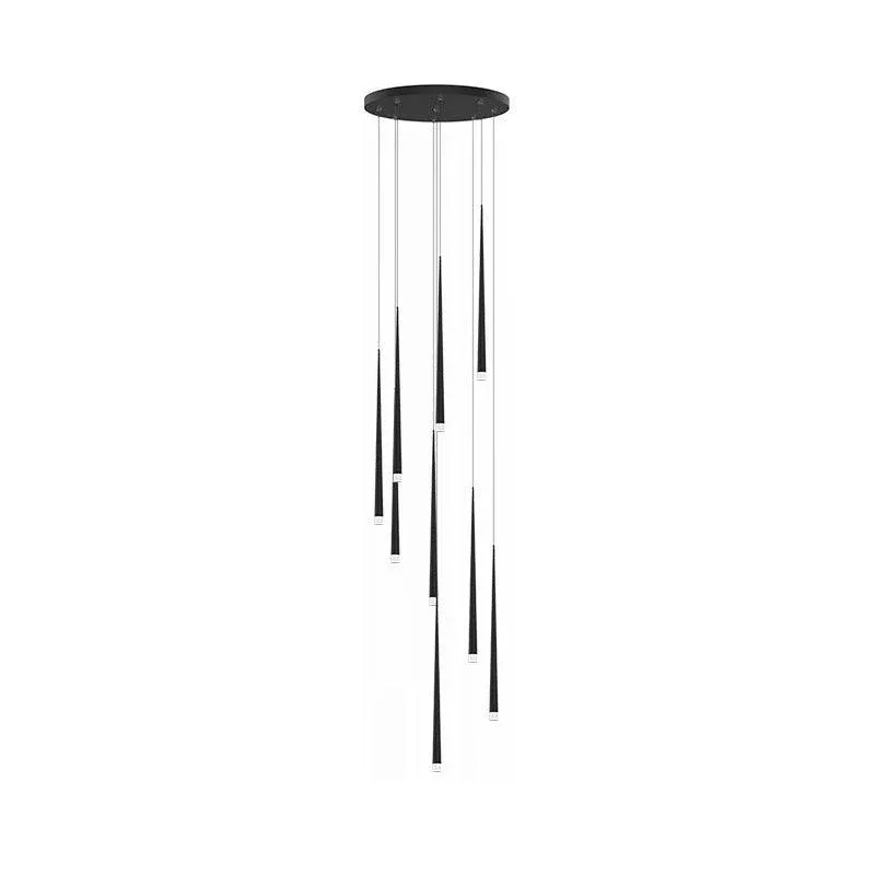 Edge Modern Slender Cone Metal Chandelier Hallway Living Room