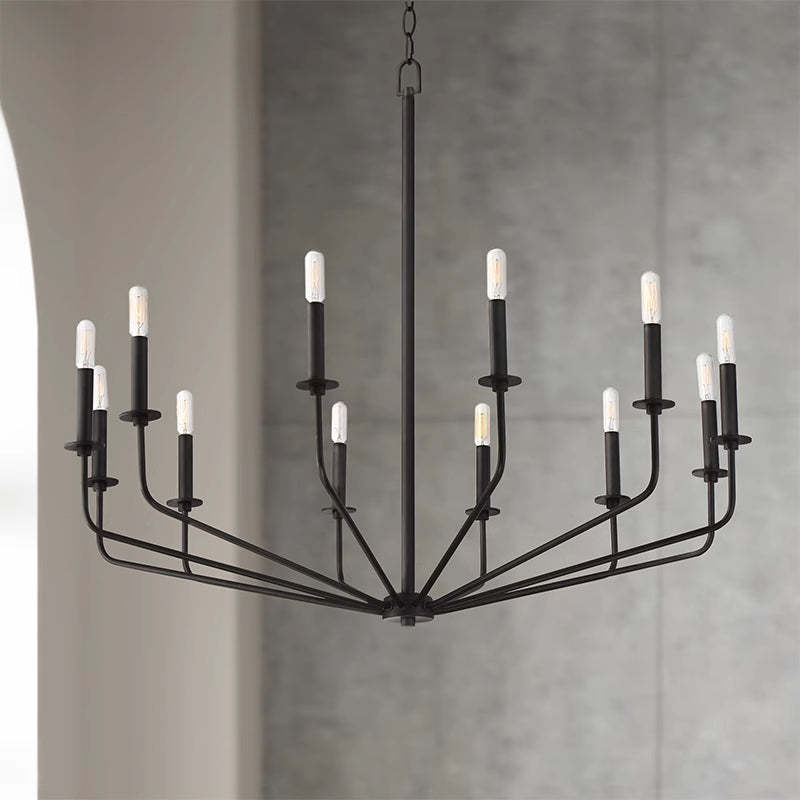Lustre Linéaire LED Moderne Métal Noir Salon Chambre | Las Sola