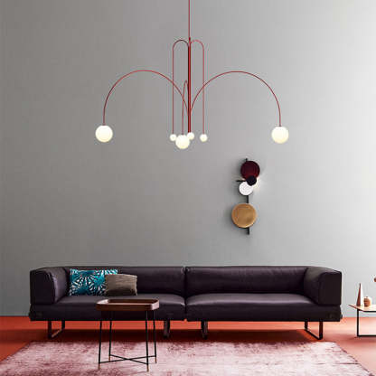 Avi Suspension Multi Simple, Métal/Verre, Noir/Rouge/Or, Chambre à Coucher/Salon