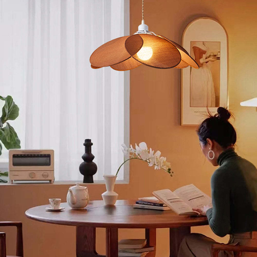 Renée Suspension Petale Contemporain, Metal/Tissu, Orange/Marron/Beige, Salon