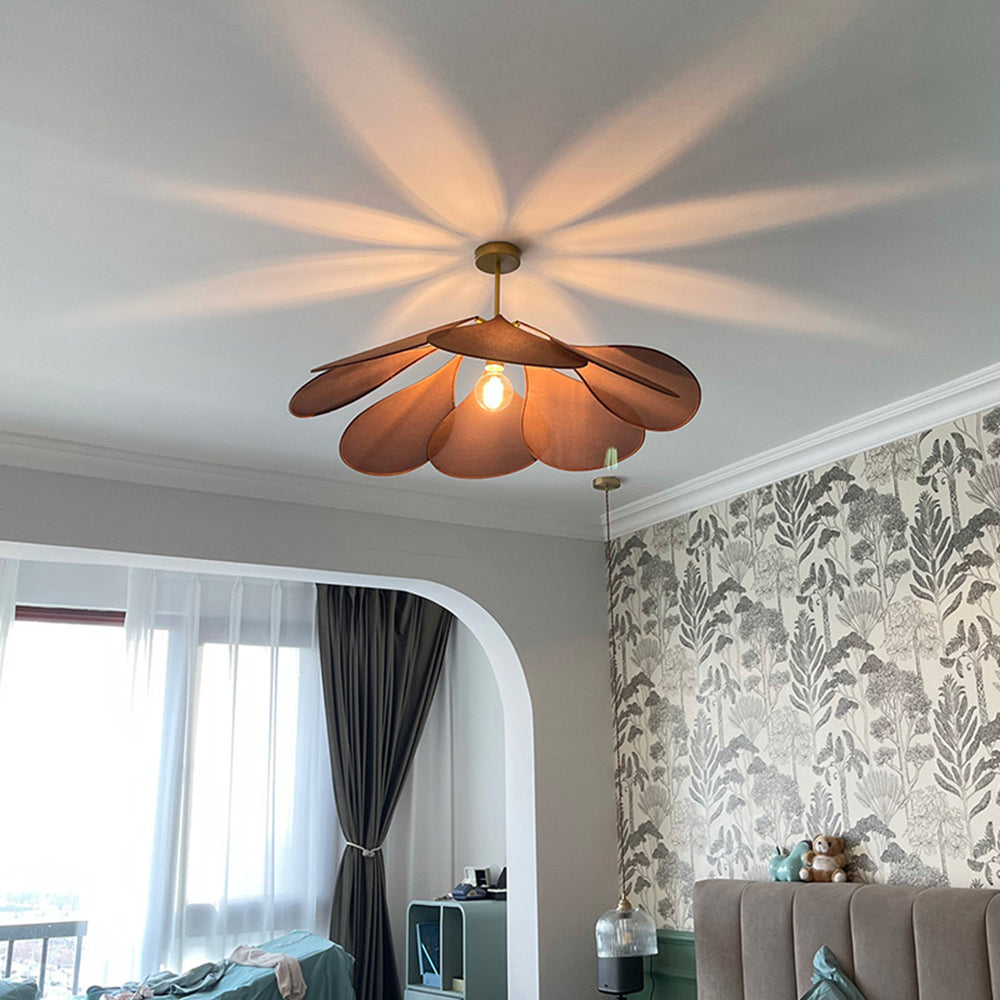 Renée Suspension Petale Moderne, Metal/Tissu, Blanc/Marron, Salon