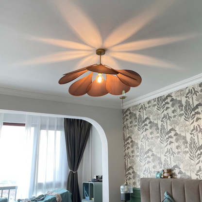 Renée Suspension Petale Moderne, Metal/Tissu, Blanc/Marron, Salon
