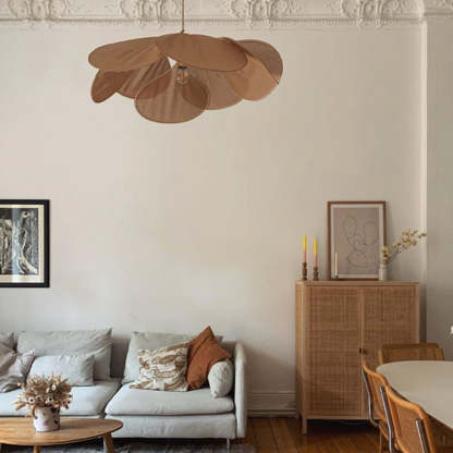 Renée Suspension Petale Moderne, Metal/Tissu, Blanc/Marron, Salon