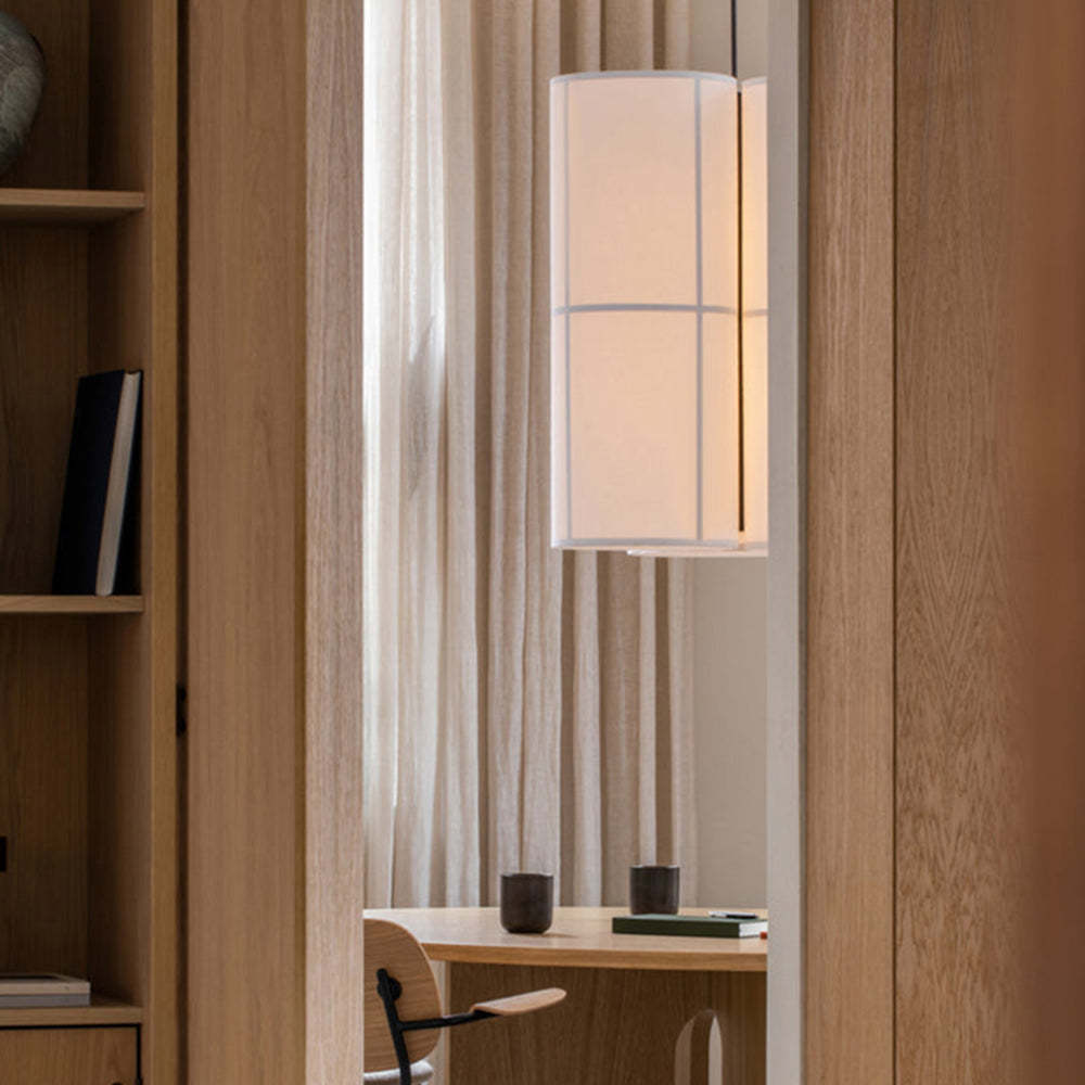 Renée Suspension Cylindre Vintage, Métal/Soie, Blanc/Beige/Noir, Chambre à Coucher/Salon