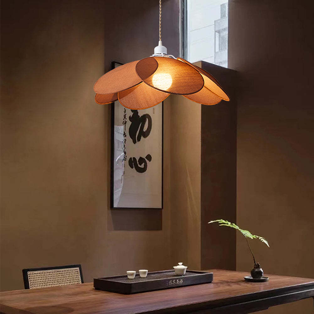 Renée Suspension Petale Contemporain, Metal/Tissu, Orange/Marron/Beige, Salon