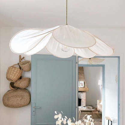 Renée Suspension Petale Moderne, Metal/Tissu, Blanc/Marron, Salon