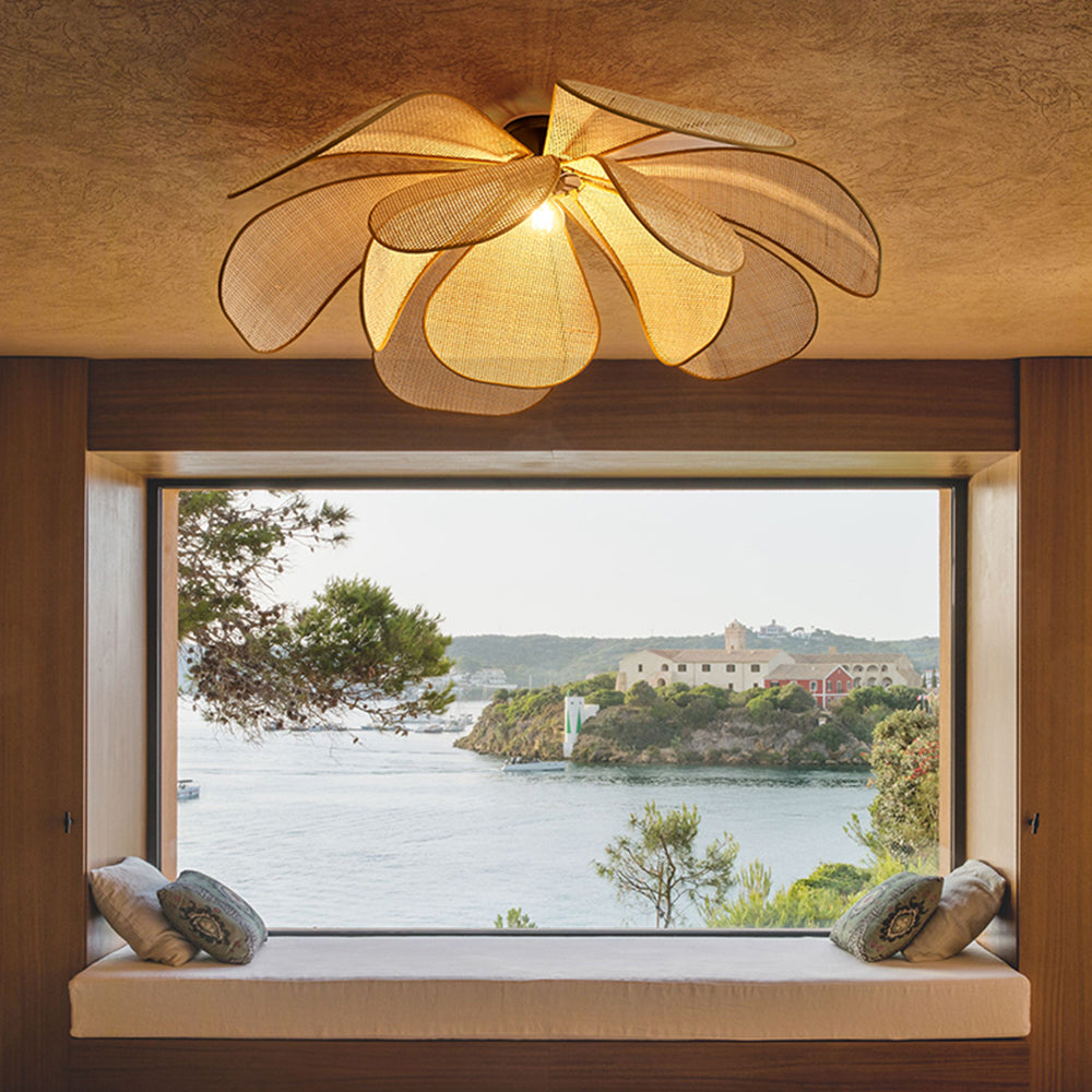 Ritta Suspension Vintage, Métal/Rotin, Bois, Salle à Manger