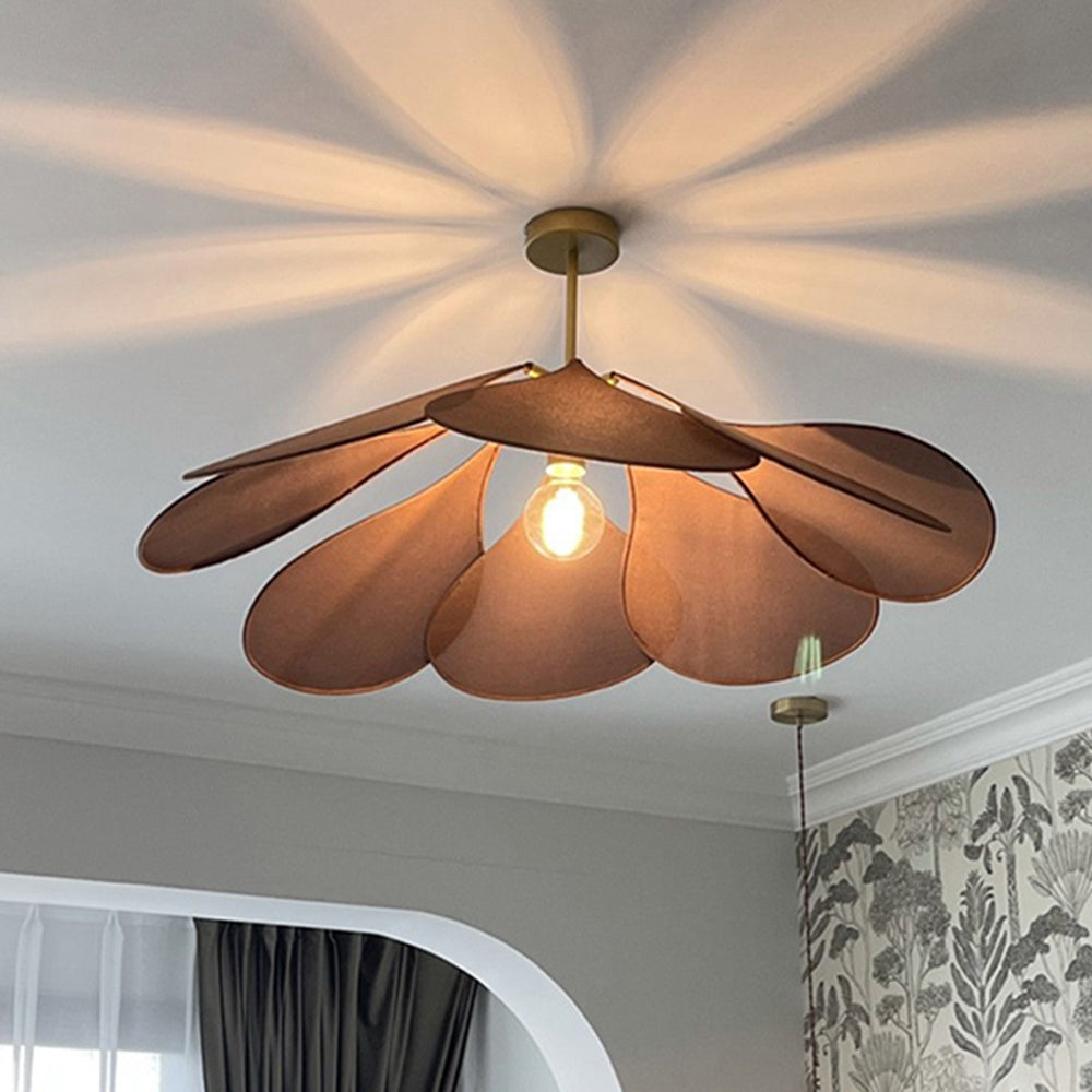 Renée Suspension Petale Moderne, Metal/Tissu, Blanc/Marron, Salon