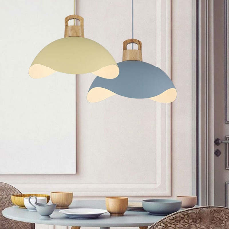 Suspensions Nordic Modern Wood Aluminium Macaron E27