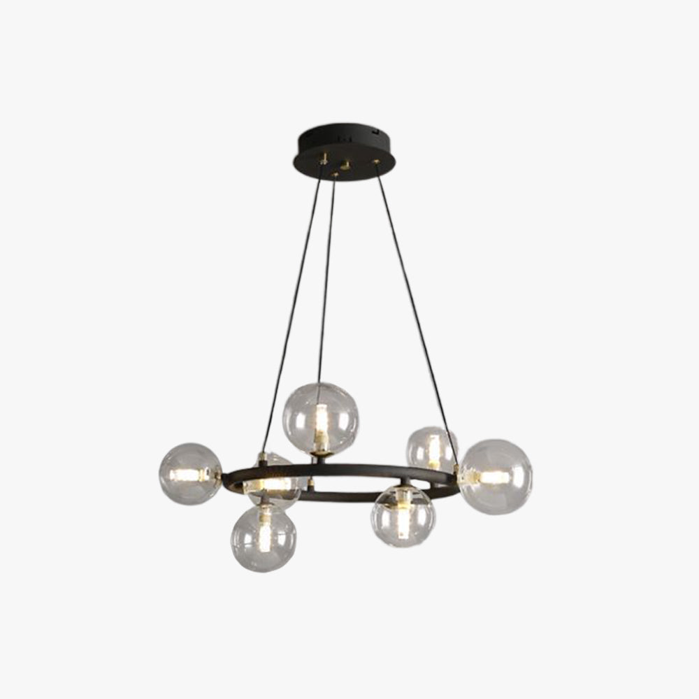 Valentina Lustre Anneau/Bulle Moderne, Métal/Verre, Noir/Doré, Salon