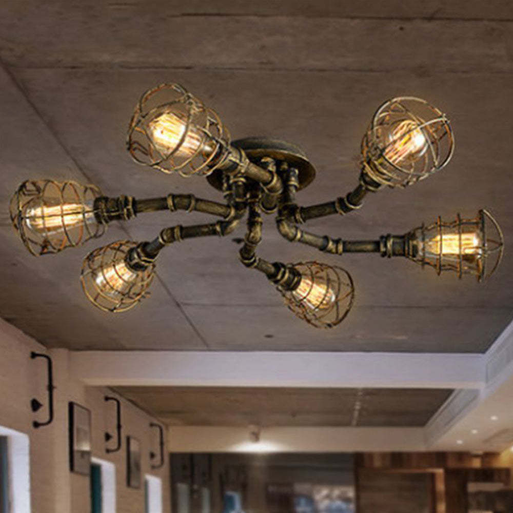 Alessio Industrielle LED Plafonnier Spot Métal Noir/Laiton Salon/Chambre