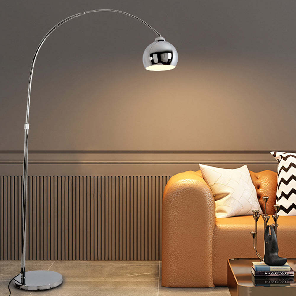 Salgado Design Lampadaire Canne à Pêche Simple Argent Métal/Verre Chrome Salon Grande