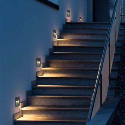 Orr Éclairage Escalier Extérieur Rectangulaire Moderne, Métal/Verre, Gris/Noir, Escalier