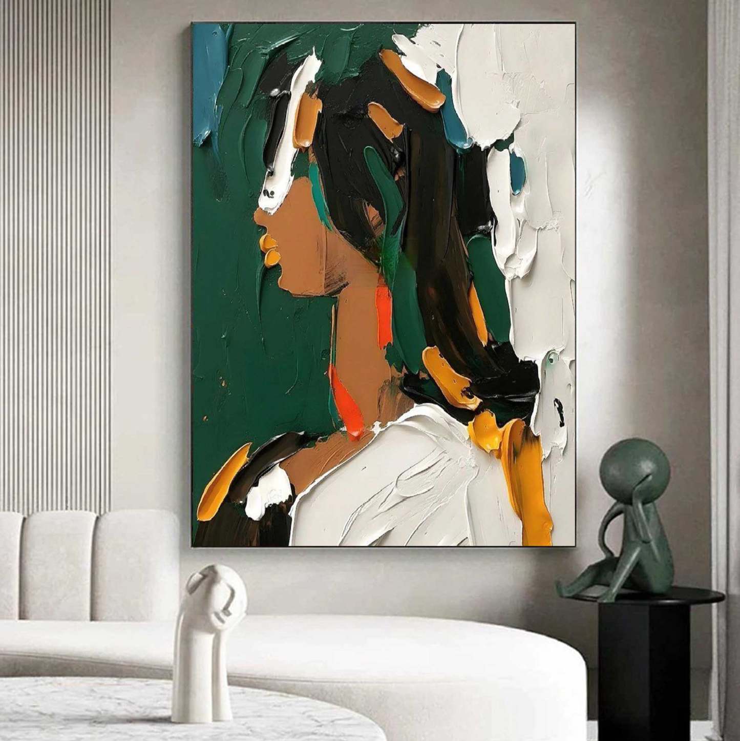 Coloré Portrait Abstrait Toile Art Mural Encadrée Peinture À L'huile | Las Sola