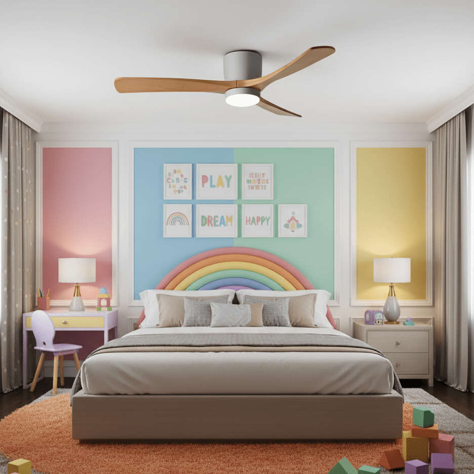 Ventilateur de plafond nordique en bois Ezra avec lumière - Neutralighting