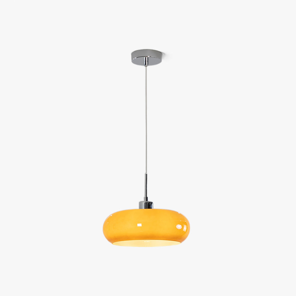 Hailie Suspension Dôme Moderne, Métal/Verre, Blanc/Orange, Salle de Bain
