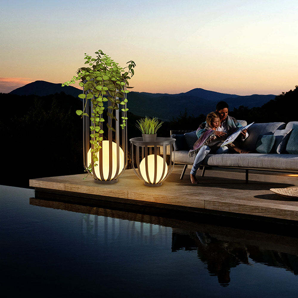 Orr Lampadaire Solaire Globe Moderne, Métal, Noir, Allée