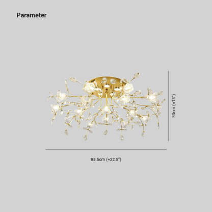 Lili Design LED Plafonnier Fleur Art Deco Métal/Verre Doré Salon/Chambre à Coucher