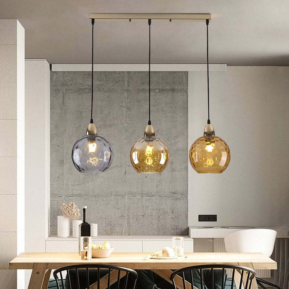 Hailie Suspension Boule Ondulation Nortique Métal/Verre Vert/Gris Salon