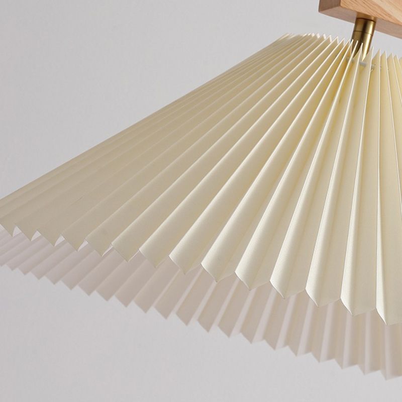 Ozawa Lampadaire Plissé Moderne, Bois/Tissu, Blanc, Salon
